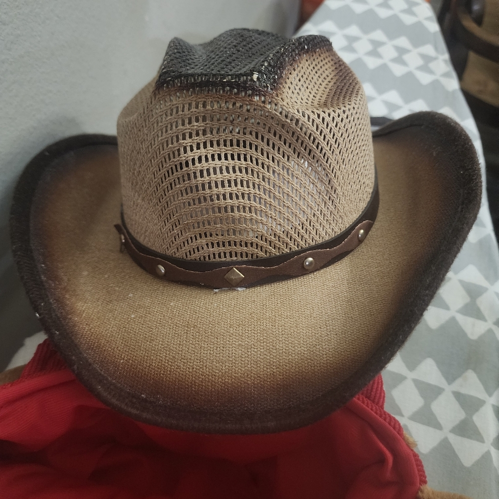 Kids Western Mesh Cowboy Hat with Leather Band
